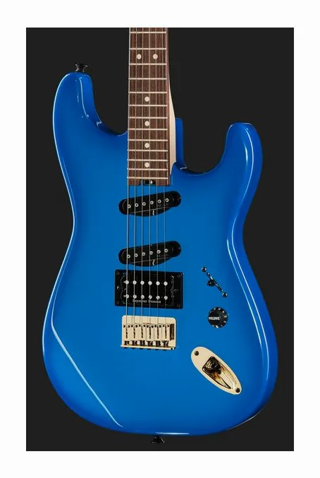 Charvel Jake E Lee PM SD1 HSS BLB, curvas del cuerpo vistas desde arriba