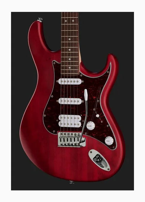 Cort G110 Open Pore Black Cherry, cuerpo y acabado en primer plano
