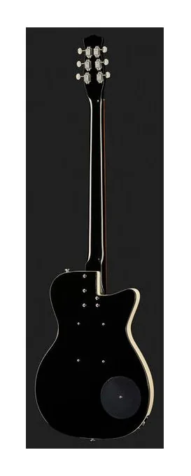 Danelectro Baritone BL LH, pala con clavijeros y logotipo