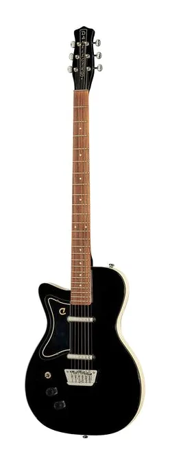 Danelectro Baritone BL LH encuadrado de frente sobre fondo neutro