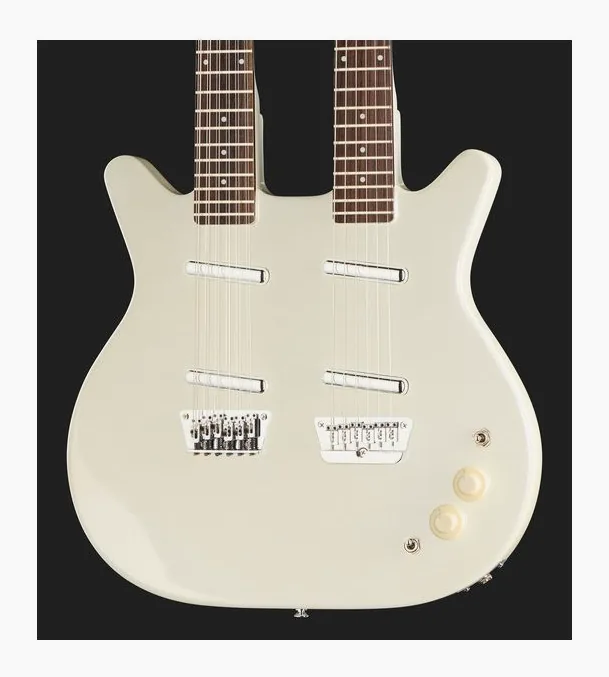 Danelectro Doubleneck 612 White, pala con clavijeros y logotipo