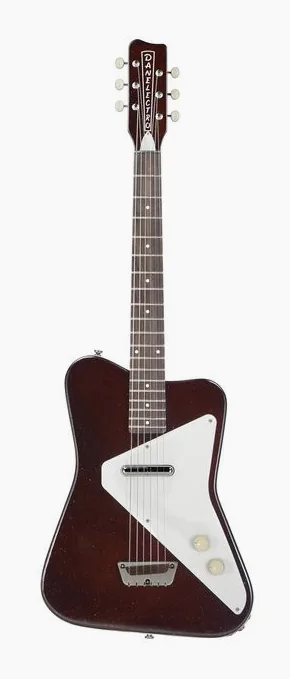 Danelectro Pro Maroon Silver Glitter en primer plano frontal