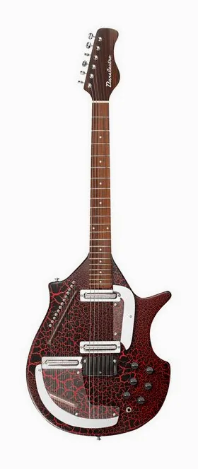 Danelectro Sitar Red Crackle en primer plano frontal
