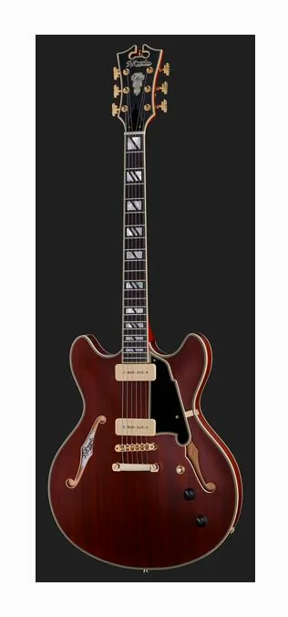 DAngelico Deluxe DC Satin Trans Wine, curvas del cuerpo vistas desde arriba
