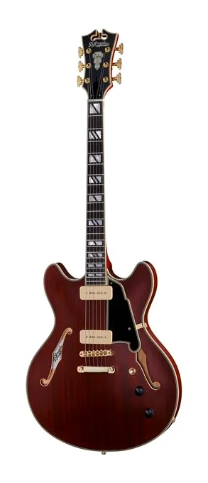 DAngelico Deluxe DC Satin Honey visto de frente