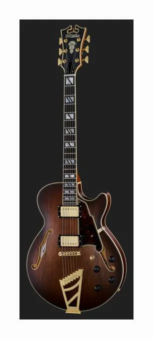DAngelico Deluxe SS Satin Brown Burst, pastillas y mandos de control