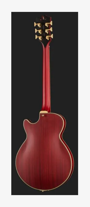 DAngelico DLX SS Barit. Satin Trans Wine, curvas del cuerpo vistas desde arriba