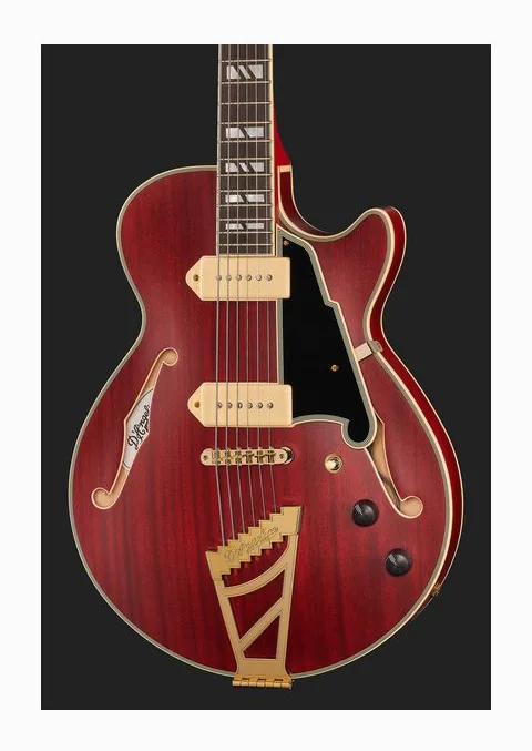 DAngelico DLX SS Barit. Satin Trans Wine, puente y clavijeros de afinación