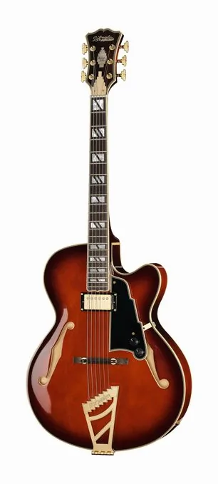 DAngelico Excel 16 Amaretto Burst fotografiado de frente