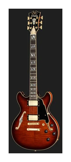 DAngelico Excel Mini DC Viola, pala con clavijeros y logotipo