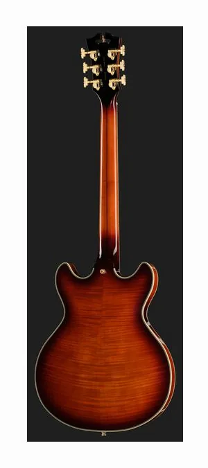 DAngelico Excel Mini DC Viola, mástil y diapasón vistos de lado