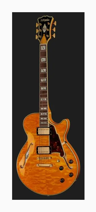 DAngelico Excel SS Amber, pala con clavijeros y logotipo