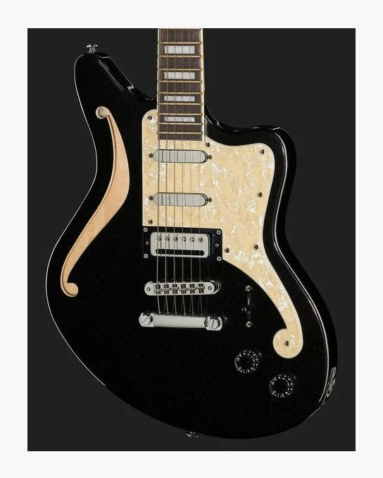DAngelico Premier Bedford Black Flake, pala con clavijeros y logotipo