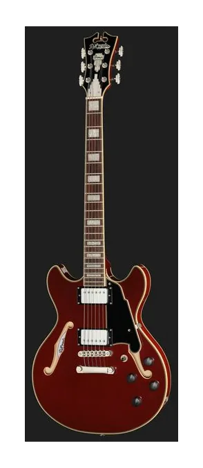DAngelico Premier Mini DC Burnt Red, mástil y diapasón vistos de lado