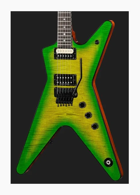Dean Guitars USA ML Floyd Flame Top Slime, pala con clavijeros y logotipo