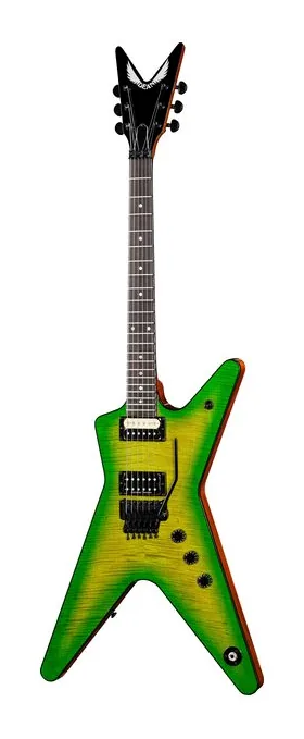 Dean Guitars USA ML Floyd Flame Top Slime encuadrado de frente sobre fondo neutro