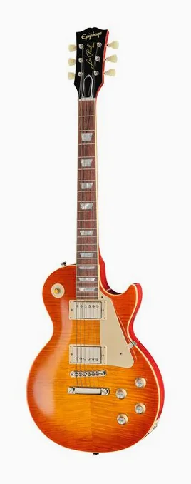 Epiphone 1960 Les Paul Standard ITB encuadrado de frente sobre fondo neutro