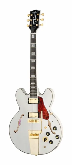 Epiphone Alex Lifeson 1976 ES-355 Re AW encuadrado de frente sobre fondo neutro