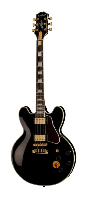 Epiphone B.B. King Lucille encuadrado de frente sobre fondo neutro