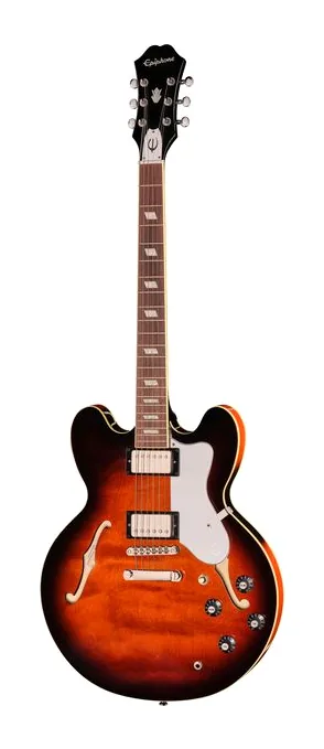 Epiphone Bonehead Riviera DTSB en primer plano frontal