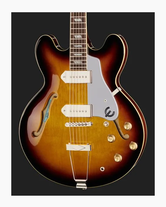 Epiphone Casino Vintage Sunburst, cuerpo y acabado en primer plano