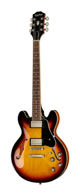 Epiphone ES-339 Vintage Sunburst encuadrado de frente sobre fondo neutro
