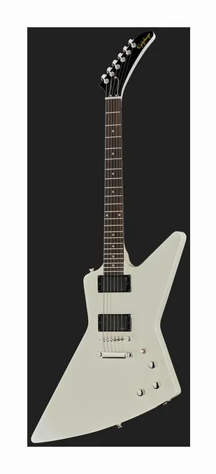 Epiphone Explorer 80s EMG Classic White, cuerpo y acabado en primer plano