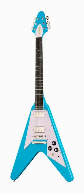 Epiphone Flying V Prophecy Aged BTB encuadrado de frente sobre fondo neutro