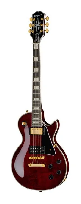 Epiphone Jerry Cantrell Wino LP Custom encuadrado de frente sobre fondo neutro