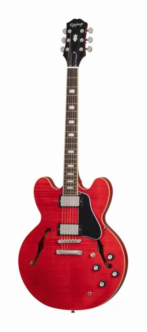 Epiphone Marty Schwartz ES-335 SC encuadrado de frente sobre fondo neutro