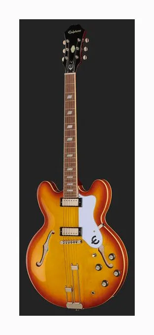 Epiphone Riviera Royal Tan, cuerpo y acabado en primer plano