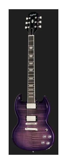 Epiphone SG Modern Figured Purple Burst, mástil y diapasón vistos de lado