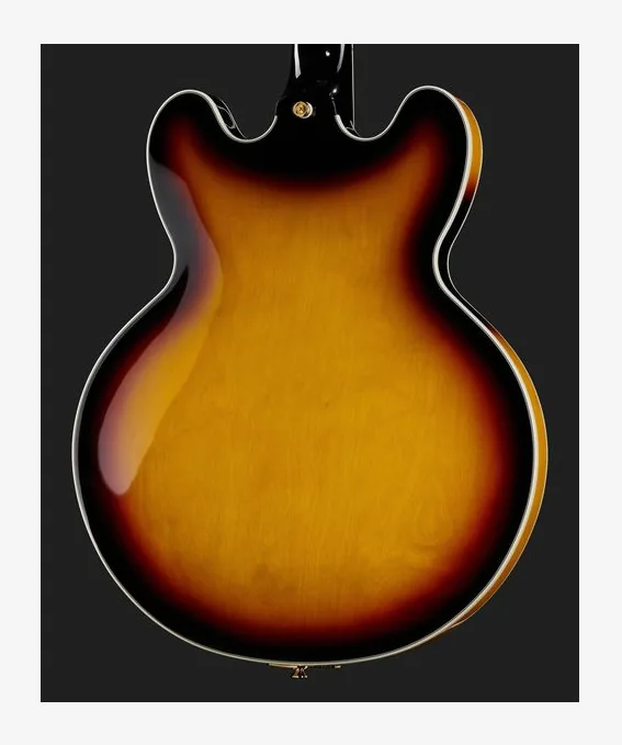 Epiphone Sheraton Vintage Sunburst, mástil y diapasón vistos de lado