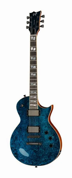 ESP Eclipse BH Teal Marble FL encuadrado de frente sobre fondo neutro