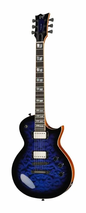 ESP Eclipse QM Dark Blue Sunburst fotografiado de frente