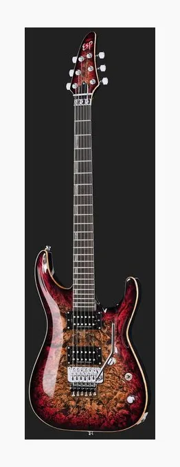 ESP Horizon FR CTM BM Reptile Red, mástil y diapasón vistos de lado