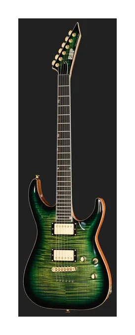 ESP HORIZON II FM Dark Lime Burst, puente y clavijeros de afinación