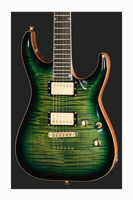 ESP HORIZON II FM Dark Lime Burst, perfil lateral del cuerpo