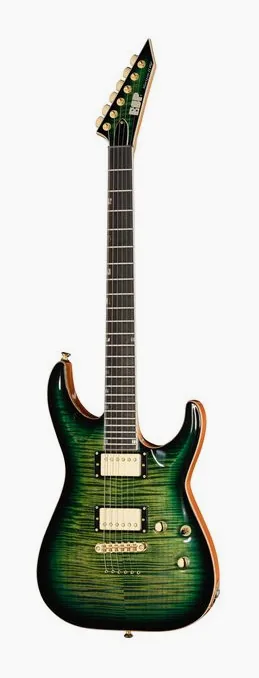 ESP HORIZON II FM Dark Lime Burst fotografiado de frente