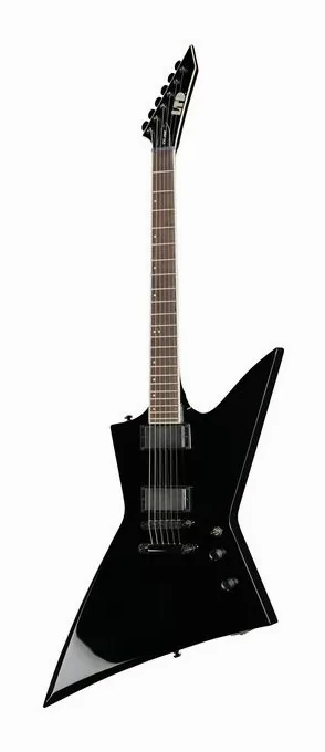 ESP LTD EXL Black Metal II encuadrado de frente sobre fondo neutro