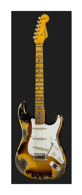 Fender 56 Strat BLK Journeyman Relic, cejuela y primeras posiciones del diapasón