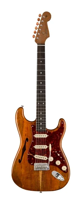 Fender Artisan Koa Thinline Strat AN en primer plano frontal