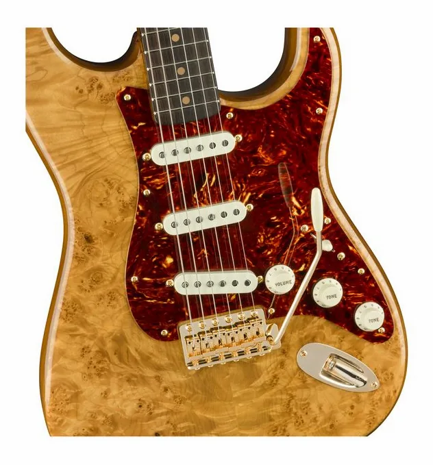 Fender Artisan Maple Burl Strat AN, puente y clavijeros de afinación