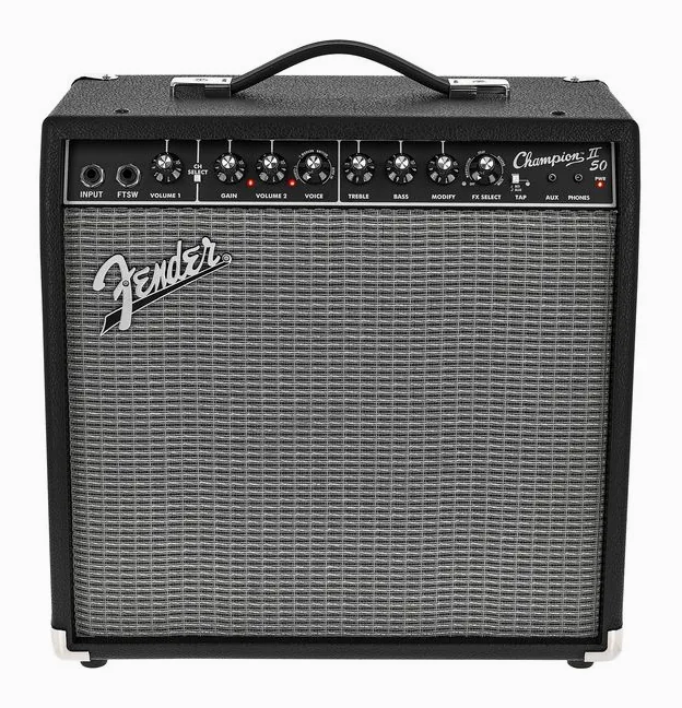 Fender Champion II 50, logotipo y acabado del panel frontal
