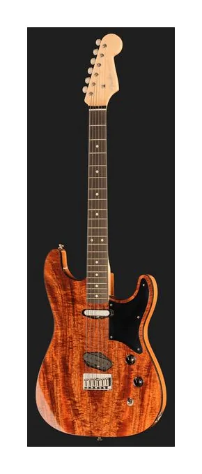 Fender Custom Flame Koa Strat MBKM, pala con clavijeros y logotipo