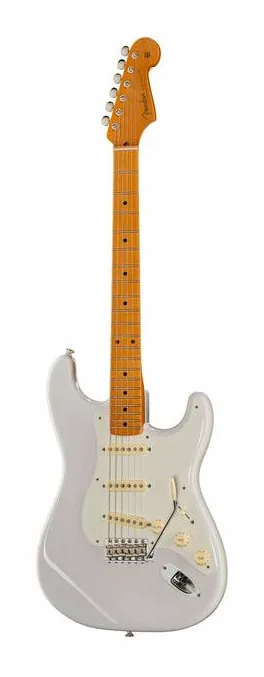 Fender Eric Johnson Strat WBL encuadrado de frente sobre fondo neutro