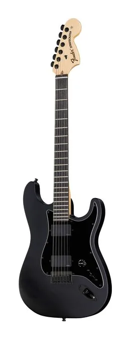 Fender Jim Root Stratocaster EB BK encuadrado de frente sobre fondo neutro