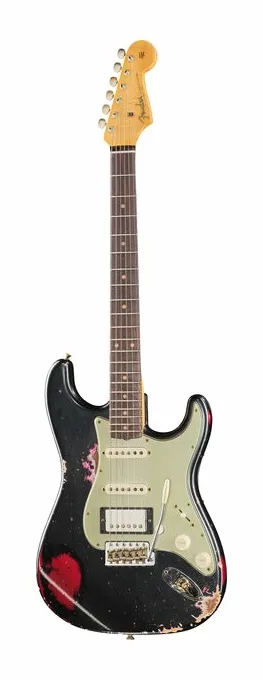 Fender LTD 59 Strat BPoMW Heavy R encuadrado de frente sobre fondo neutro