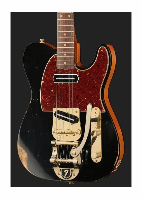 Fender LTD Bow Tie Tele Bigsby BK, pala con clavijeros y logotipo