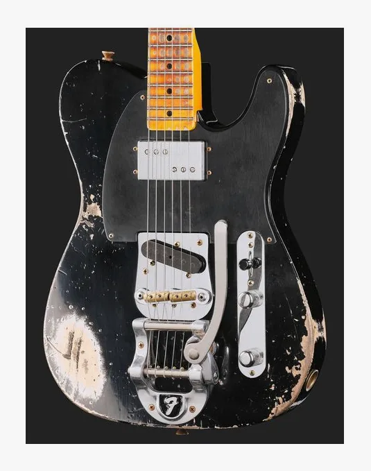 Fender LTD CuNife Tele HR Aged Black, cuerpo y acabado en primer plano